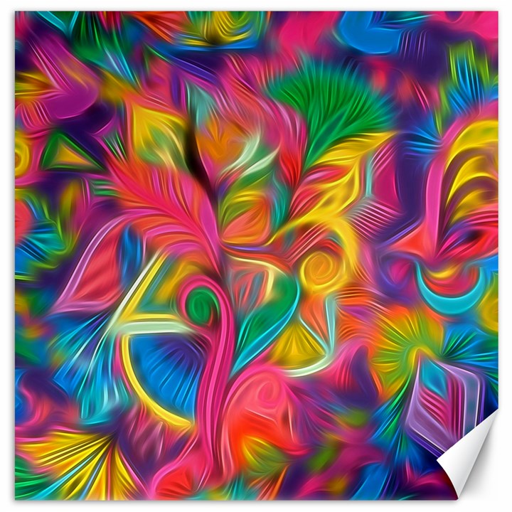 Colorful Floral Abstract Painting Canvas 20  x 20  (Unframed)