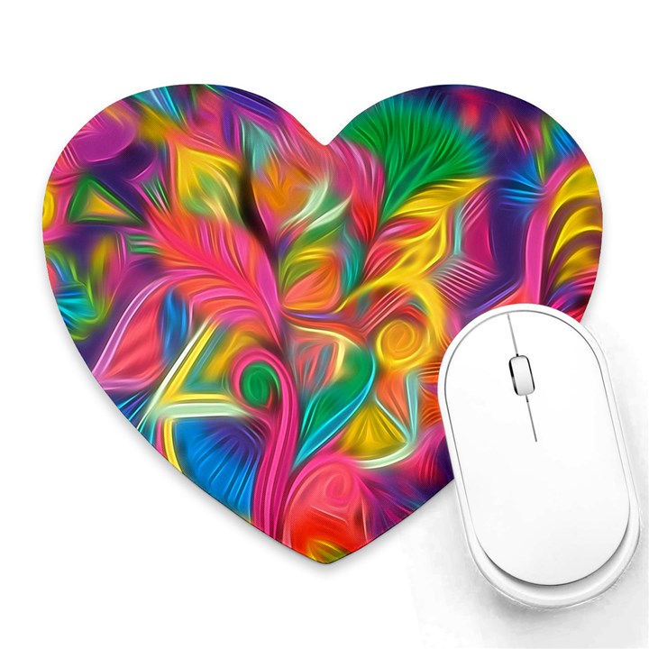 Colorful Floral Abstract Painting Mouse Pad (Heart)