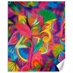 Colorful Floral Abstract Painting Canvas 11  X 14  (unframed)