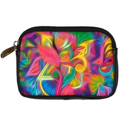 Colorful Floral Abstract Painting Digital Camera Leather Case by KirstenStar