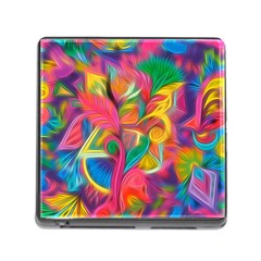 Colorful Floral Abstract Painting Memory Card Reader With Storage (square) by KirstenStar