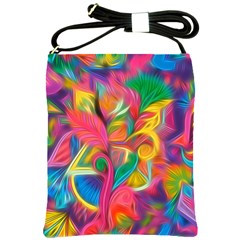 Colorful Floral Abstract Painting Shoulder Sling Bag by KirstenStar