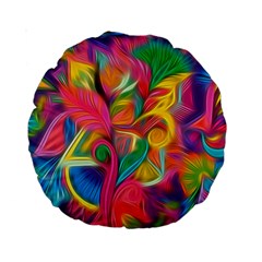 Colorful Floral Abstract Painting Standard 15  Premium Round Cushion  by KirstenStar