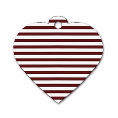 Marsala Stripes Dog Tag Heart (one Sided)  by ElenaIndolfiStyle