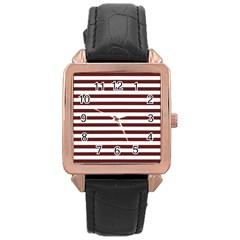 Marsala Stripes Rose Gold Leather Watch 