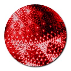 Red Fractal Lace 8  Mouse Pad (round) by KirstenStar