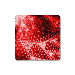 Red Fractal Lace Magnet (square) by KirstenStar