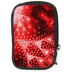 Red Fractal Lace Compact Camera Leather Case by KirstenStar