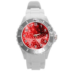 Red Fractal Lace Plastic Sport Watch (large) by KirstenStar