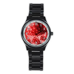 Red Fractal Lace Sport Metal Watch (black) by KirstenStar