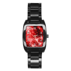 Red Fractal Lace Stainless Steel Barrel Watch