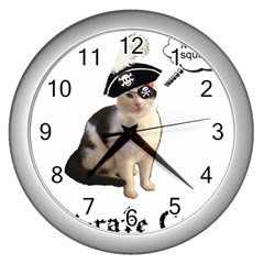 Pi-rate Cat Wall Clock (silver)