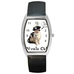 Pi-rate Cat Tonneau Leather Watch by brainchilddesigns