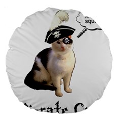 Pi-rate Cat Large 18  Premium Round Cushion  by brainchilddesigns