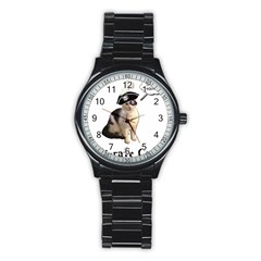 Pi-rate Cat Sport Metal Watch (black) by brainchilddesigns