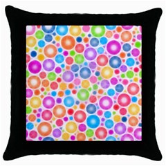 Candy Color s Circles Black Throw Pillow Case by KirstenStar