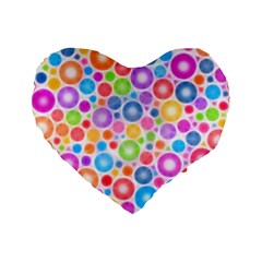 Candy Color s Circles Standard 16  Premium Heart Shape Cushion  by KirstenStar