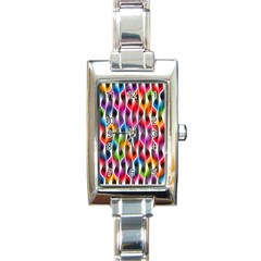 Rainbow Psychedelic Waves Rectangular Italian Charm Watch