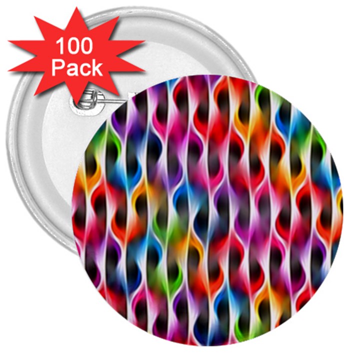 Rainbow Psychedelic Waves 3  Button (100 pack)