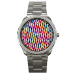 Rainbow Psychedelic Waves Sport Metal Watch Front