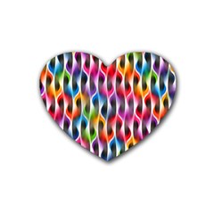 Rainbow Psychedelic Waves Drink Coasters (heart) by KirstenStar