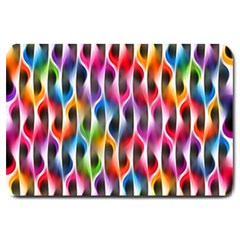 Rainbow Psychedelic Waves Large Door Mat by KirstenStar