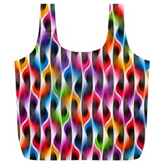 Rainbow Psychedelic Waves Reusable Bag (xl) by KirstenStar