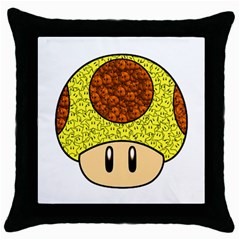 Really Mega Mushroom Black Throw Pillow Case by kramcox