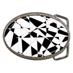 Shattered Life In Black & White Belt Buckle (oval) by StuffOrSomething