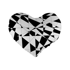 Shattered Life In Black & White Standard 16  Premium Heart Shape Cushion  by StuffOrSomething