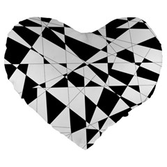 Shattered Life In Black & White Large 19  Premium Flano Heart Shape Cushion by StuffOrSomething