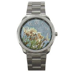 Floral Grunge Vintage Photo Sport Metal Watch by dflcprints