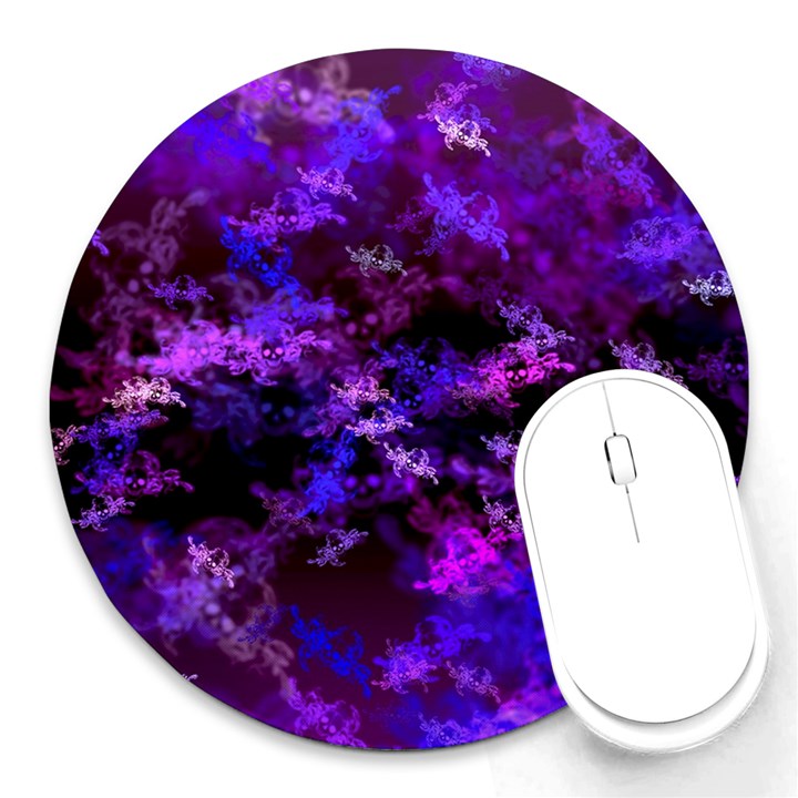 Purple Skulls Goth Storm 8  Mouse Pad (Round)