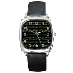 Modern Lace Stripe Pattern Square Leather Watch