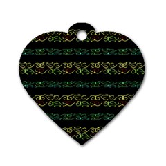 Modern Lace Stripe Pattern Dog Tag Heart (two Sided) by dflcprints