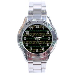 Modern Lace Stripe Pattern Stainless Steel Watch by dflcprints