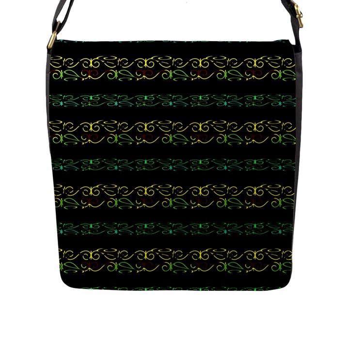 Modern Lace Stripe Pattern Flap Closure Messenger Bag (L)