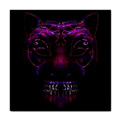 Creepy Cat Mask Portrait Print Ceramic Tile by dflcprints