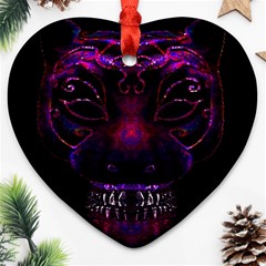 Creepy Cat Mask Portrait Print Heart Ornament by dflcprints