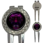 Creepy Cat Mask Portrait Print Golf Pitchfork & Ball Marker Front