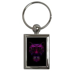 Creepy Cat Mask Portrait Print Key Chain (rectangle) by dflcprints