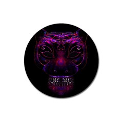 Creepy Cat Mask Portrait Print Magnet 3  (round) by dflcprints