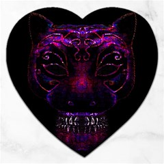 Creepy Cat Mask Portrait Print Jigsaw Puzzle (heart) by dflcprints