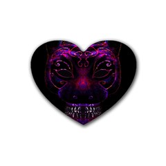 Creepy Cat Mask Portrait Print Drink Coasters (heart) by dflcprints