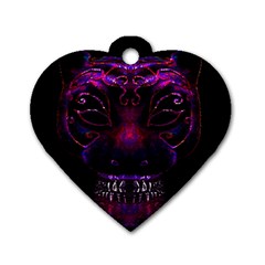 Creepy Cat Mask Portrait Print Dog Tag Heart (one Sided)  by dflcprints