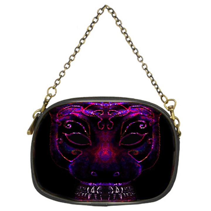 Creepy Cat Mask Portrait Print Chain Purse (One Side)