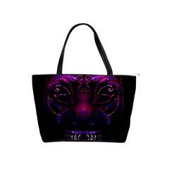 Creepy Cat Mask Portrait Print Large Shoulder Bag by dflcprints