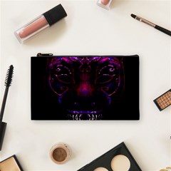 Creepy Cat Mask Portrait Print Cosmetic Bag (small) by dflcprints