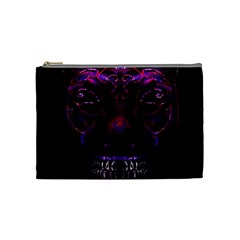 Creepy Cat Mask Portrait Print Cosmetic Bag (medium) by dflcprints