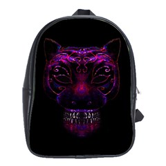 Creepy Cat Mask Portrait Print School Bag (large) by dflcprints